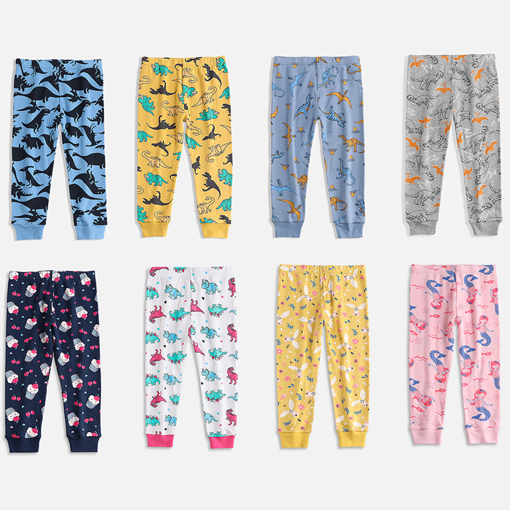 Children&s Cotton Pajamas Bottoms Spring Autumn Boys Girls Cartoon Dinosaur Print Sleepwear Pants Single Trousers Kids Clothes